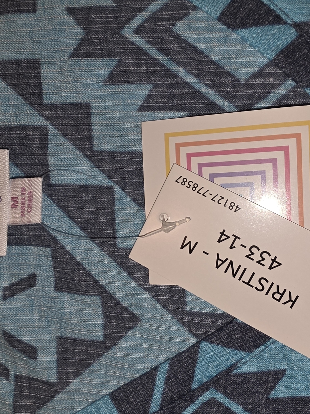 LuLaRoe KristinaTank NWT Teal and Black Geometric Retail$32 - Picture 3 of 4